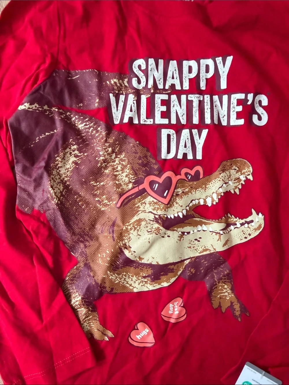 NWT Carter's Red Long Sleeve Tee with Alligator Valentine Graphic size 10